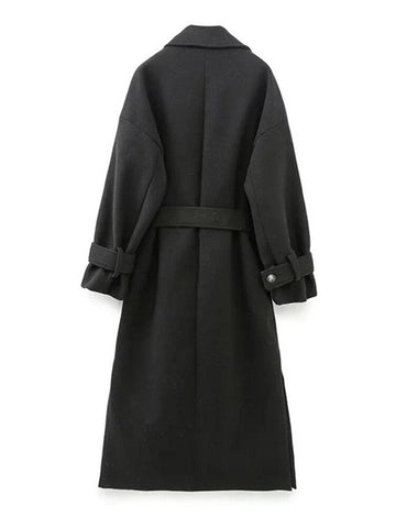 Yipinpay Black Long Coat For Women Long Sleeve Elegant Winter Woman Coats 2023 Fashion Belt Winter Overcoat Female New In Outerwears